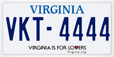 VA license plate VKT4444