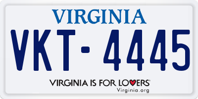 VA license plate VKT4445
