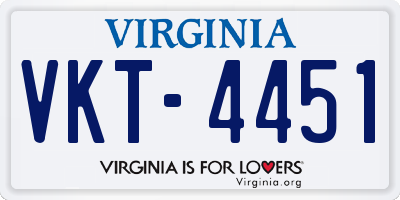 VA license plate VKT4451