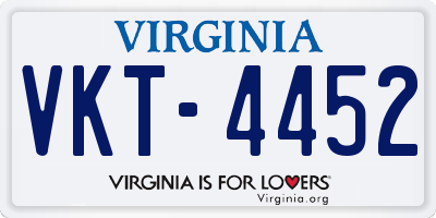 VA license plate VKT4452