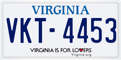 VA license plate VKT4453