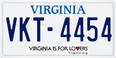 VA license plate VKT4454