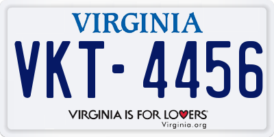VA license plate VKT4456