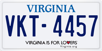 VA license plate VKT4457