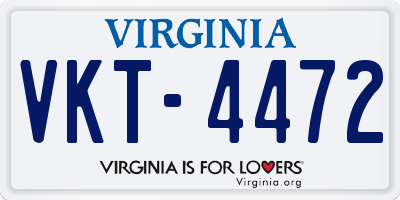VA license plate VKT4472