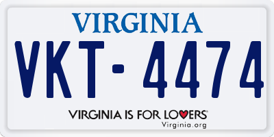 VA license plate VKT4474