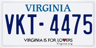 VA license plate VKT4475
