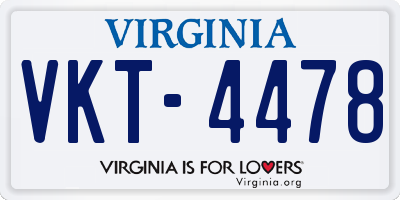 VA license plate VKT4478