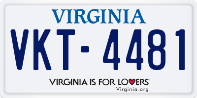 VA license plate VKT4481