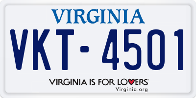 VA license plate VKT4501