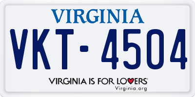 VA license plate VKT4504