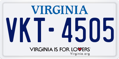 VA license plate VKT4505