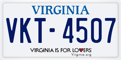 VA license plate VKT4507