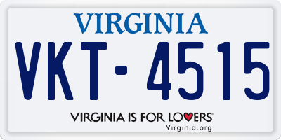 VA license plate VKT4515