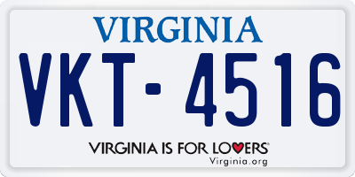 VA license plate VKT4516