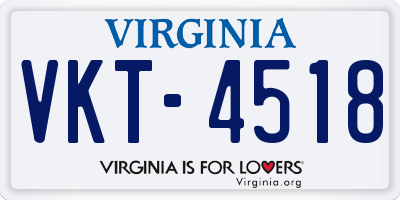 VA license plate VKT4518