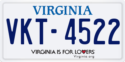 VA license plate VKT4522