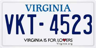 VA license plate VKT4523