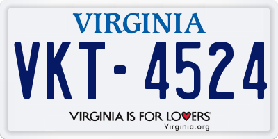 VA license plate VKT4524