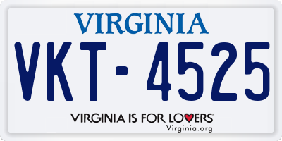 VA license plate VKT4525