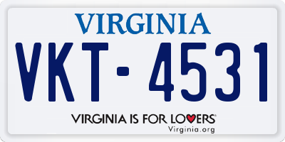 VA license plate VKT4531