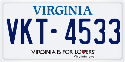 VA license plate VKT4533