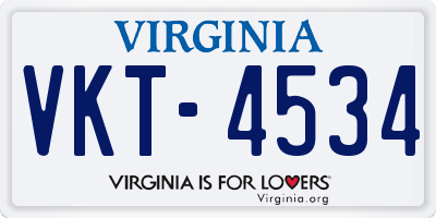 VA license plate VKT4534