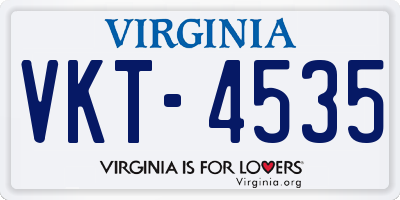 VA license plate VKT4535