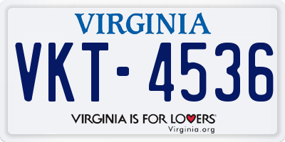 VA license plate VKT4536