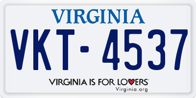 VA license plate VKT4537