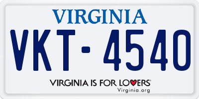 VA license plate VKT4540
