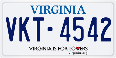 VA license plate VKT4542