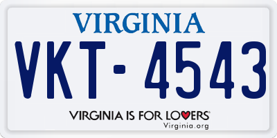 VA license plate VKT4543
