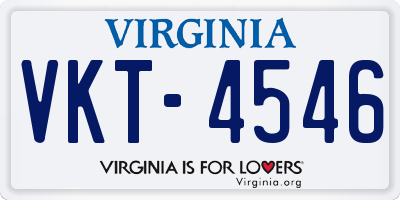 VA license plate VKT4546