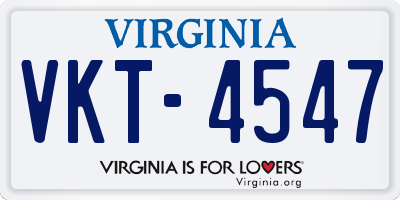 VA license plate VKT4547