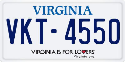 VA license plate VKT4550
