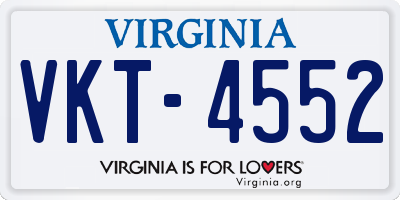 VA license plate VKT4552