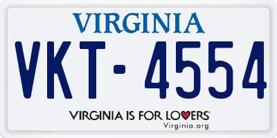 VA license plate VKT4554