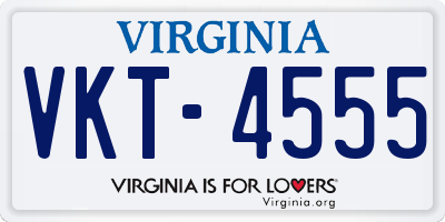 VA license plate VKT4555