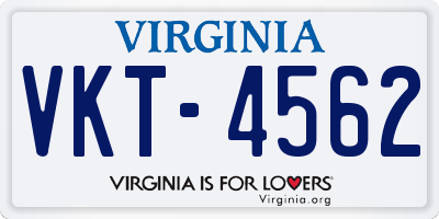 VA license plate VKT4562