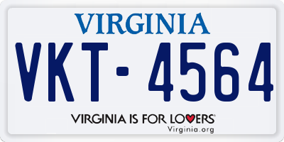 VA license plate VKT4564