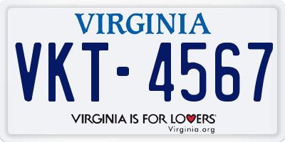 VA license plate VKT4567