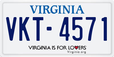 VA license plate VKT4571