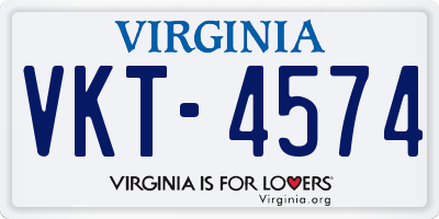 VA license plate VKT4574