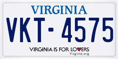 VA license plate VKT4575
