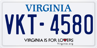 VA license plate VKT4580