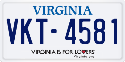 VA license plate VKT4581