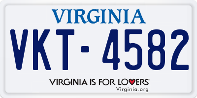 VA license plate VKT4582