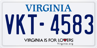 VA license plate VKT4583