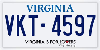 VA license plate VKT4597